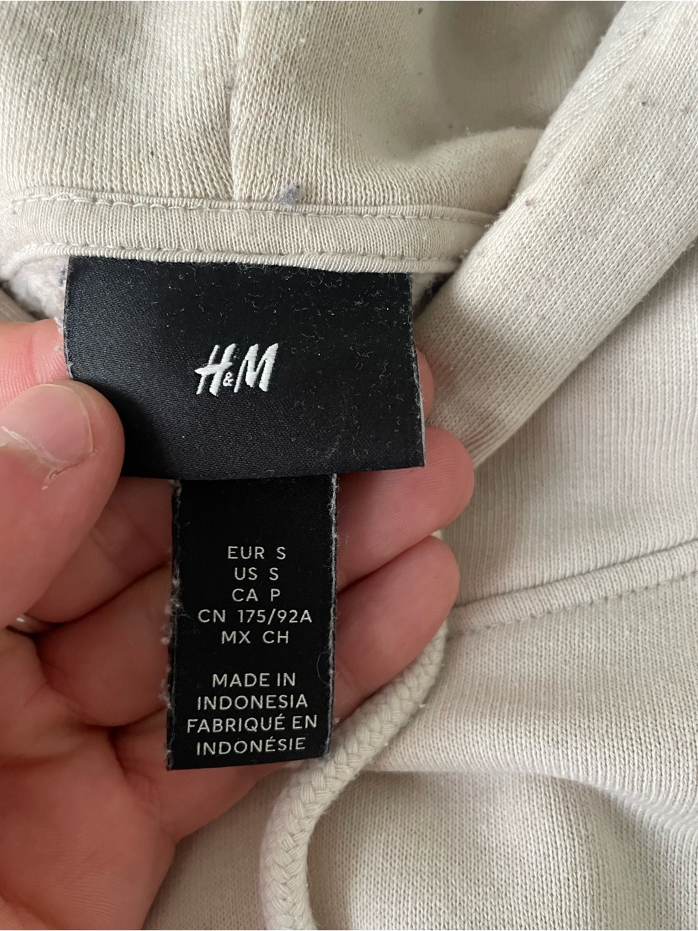 Cream cotton blend hoodie S - Picture 3 of 4